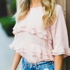 Who What Wear Layered Ruffle Top